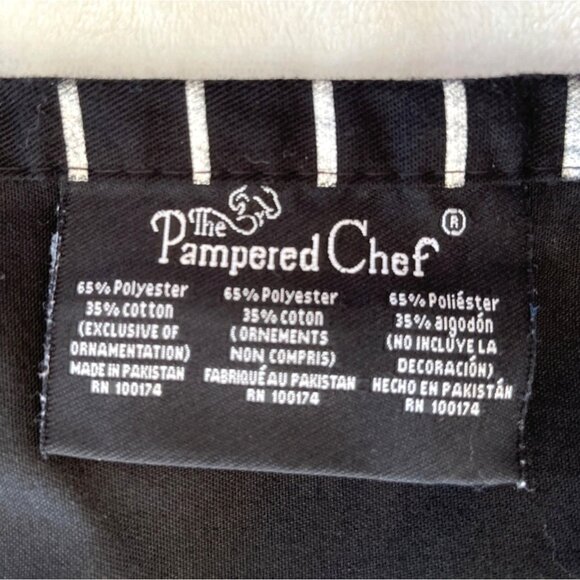 The Pampered Chef Black Apron With Pockets & Striped Trim 1n - Picture 5 of 7